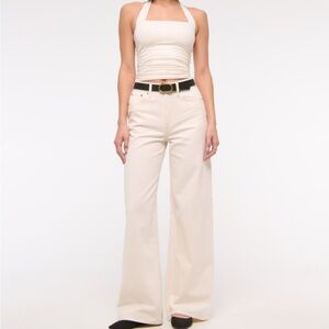 Abercrombie & Fitch Cream Wide Leg Jeans